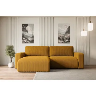 ALTDECOR Ecksofa KLEEA-L, Couch mit Schlaffunktion, Wohnzimmer - Wohnlandschaft, Corner Sofa Bett Eckcouch Couch L-Form Schlafcouch Ausziehbar gelb
