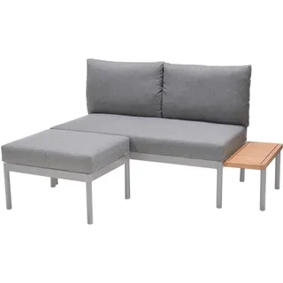 Ambia Garden Loungegarnitur, Anthrazit, Natur, Hellgrau, Holz, Metall, Textil, Eukalyptusholz, Hartholz, L-Form, einzeln stellbar, 150x110 cm, Loungemöbel, Gartenlounge-Sets