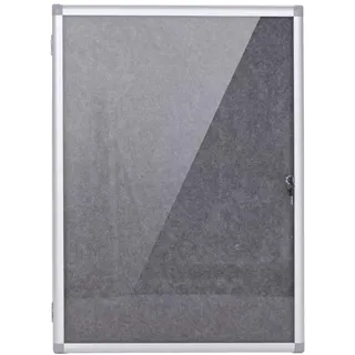 MCW Schaukasten MCW-Q51, Memoboard Pinnwand mit Filzoberfläche, Aluminium abschließbar inkl. Zubehör 95x68x7cm ~ grau