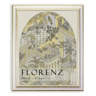 Einzelrahmen Bilderrahmen Florenz, (1 Stück), 45x60 cm, Weiß Silber, Holz silberfarben|weiß 45 cm x 60 cm