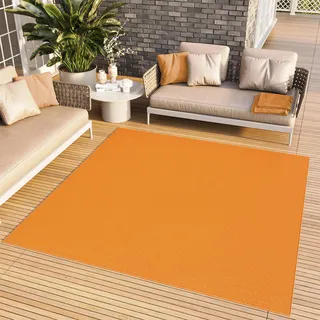 TAPISO Mono Quadrat Teppich Kurzflor Indoor Outdoor UV-beständig Orange Einfarbig Wohnzimmer Schlafzimmer Kinderzimmer Modern ÖKO-TEX 250 x 250 cm