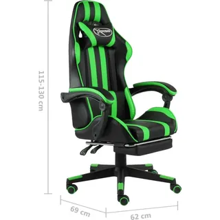 vidaXL 20529 Gaming Chair mit Fußablage schwarz/grün