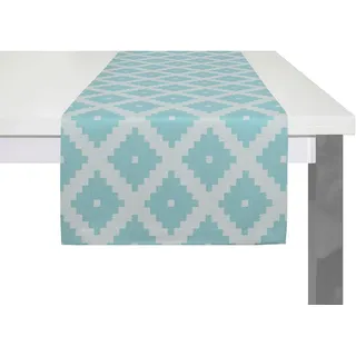 Tischläufer ADAM "Maroccan Shiraz" Gr. 1, blau (türkis), B:50cm L:150cm, Bio-Baumwolle, Tischdecken