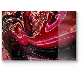 DEQORI Schneidebrett 'Marmor-Lavafluss', Glas, Platte Frühstücksbrett Schneideplatte rot 30 cm x 20 cm