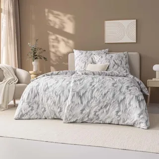 Estella Rena grafisch Jersey grau 155 x 220 cm + 80 x 80 cm
