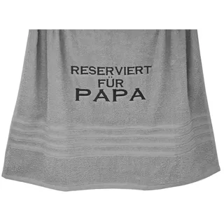 Lashuma London Handtuch Bestickt mit Reserviert für Papa, Duschhandtuch Grau - Stein 70x140