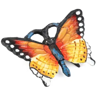 Moritz Dekofigur Schmetterling Gusseisen 12 cm handbemalt Gartendeko Tischdeko Vintage, Polyresin Figuren Deko Geschenk Geometrische TierFigur Modern Skulptur weiß