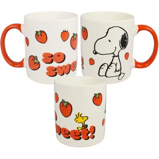 The Peanuts Snoopy Tasse - so sweet! Kaffeetasse Becher Kaffeebecher aus Keramik Weiß/Rot 320 ml