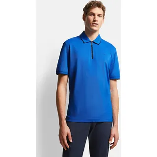 Bugatti Poloshirt BUGATTI, Herren, Gr. M, blau, 52% Baumwolle, 44% Polyester, 4% Elasthan, casual, normal, ohne Ausschnitt, Kurzarm Rippbündchen, Shirts, mit Reißverschluss
