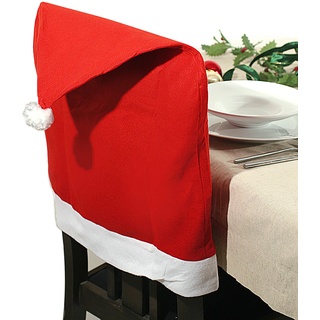 6er Set Stuhlhusse Überzug Stuhlüberzug Stuhl Husse rot für Weihnachten Advent Überzieher Stuhl Deko Dekoration