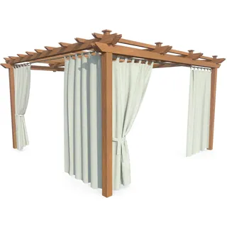 HOME DEKO Terrassenvorhang, Wasserdichter Gartenvorhang für Terrasse, Balkon, Pergola & Pavillon, Schlaufen mit Klettverschluss, Schutz vor Sonne, Regen & Wind, Hellgrau, 240 x 155 cm, 2 Stück