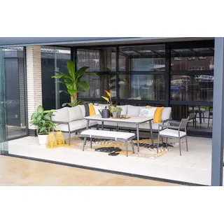 Garden Impressions Lounge/Dining Set Barcelona 7-teilig carbon black, Rope dunkelgrau, valley sand - Grau