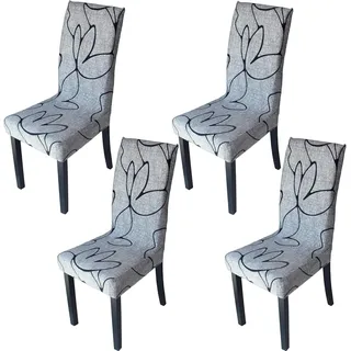 Stuhlhussen 4er Set Hoher Rückenlehne Schwingstuhl Esszimmerstuhl Freischwinger Esszimmer Stuhl Hussen Stretch Elasthan Schonbezüge Schutzhülle Lotus Grau