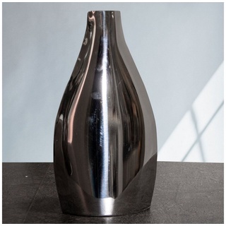 Antikas Dekovase Aluminium Vase, Amphore, Vase, Silberfarbend, Flach silberfarben