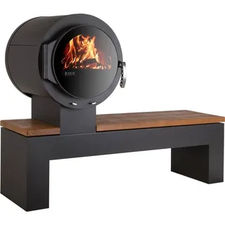 Kaminofen Kanuk® BANK Goldenteak gestrahlt - Schwarz