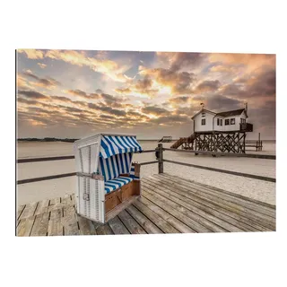 Posterlounge XXL-Wandbild Dennis Stracke, Morgens am Nordsee Strand von Sankt Peter-Ording, Badezimmer Maritim Fotografie 130 cm x 90 cm