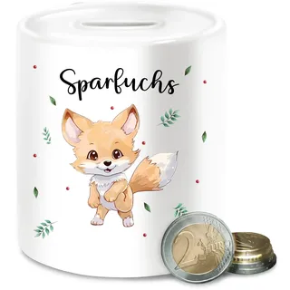 - Spardosen - Sparfuchs Spardose für Kinder | Holz Spardose Junge Fuchs | Waldtier Sparbüchse - Unisize - Weiß - Waldtiere