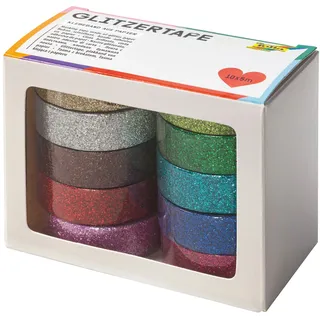 Folia Glitzer Tape Deko-Klebeband 15 mm x 5 m 10 Rollen