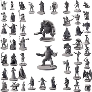 Path Gaming 50 Einzigartige Miniaturen Fantasy Tabletop RPG Figuren für Dungeons and Dragons, Pathfinder Rollenspiele, 28 mm Skalierte Miniaturen, Bulk Unlackiert