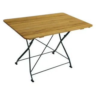 Biertisch klappbar Visby - 110 x 70 x 72 cm (B x T x H) - Klapptisch 2-4 Personen - Belattung aus Robinienholz - Stahlgestell grün pulverbeschichtet