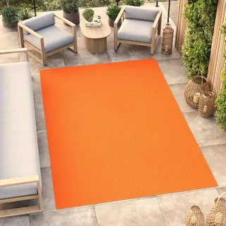 TAPISO Mono Teppich Outdoor Orange 180 x 250 cm | 100% Polypropylen, 6 mm Florhöhe, gewebt