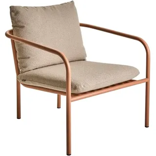 Gartensessel Bendt mit Kissen aus Aluminium und Teddy-Olefin, skandinavischer Stil, Peach Beige, Outdoor geeignet