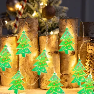 Lichterkette Innen Weihnachten,1,5m Weihnachtslichterkette Weihnachtsbaum | 10er weihnachtsbeleuchtung Warmweiß Innen Weihnachten Lichterketten Deko, für Party, Weihnachten, Balkon