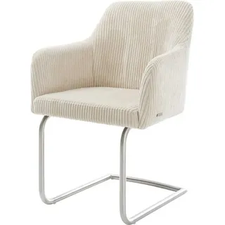 DeLife Schwingstuhl Greg-Flex Freischwinger rund Edelstahl Cord Beige - Beige