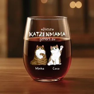 Geschenke Mall Personalisiertes Weinglas Ohne Stiel - Dieser Katzenpapa Gehört Zu - Geschenk katzenliebhaber, weinglas katzenmotiv, weinglas mit katze (2 Katzen)