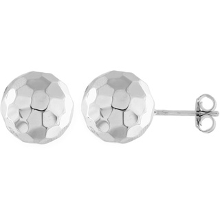 Smart Jewel Ohrstecker Kugel, gehämmerte Optik, Silber 925 Ohrringe Damen