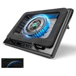 llano V12 NO RGB Laptop Kühler Laptop Kühlpad Laptop Cooling Pad | A Mauspad, 5,5" Turbo Lüfter, Einstellbare Geschwindigkeit, Touch Steuerung, 3 USB-A Ports für 15,6-19" Laptops Lüfter
