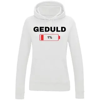 Youth Designz Kapuzenpullover "Geduld bei 1%" Damen Hoodie Pullover stylisch lustig Print Statement mit witzigen Aufdruck für Frau weiß S