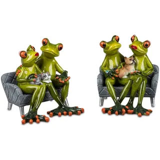 Formano Froschpaar mit Haustier auf Sofa 15 cm Bunt
