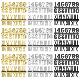 EEEKit 18 Stücke DIY Uhrenziffer, Wanduhr Uhrzeiger Aufkleber Set Einschließlich Arabischer und Römischer Zahlen in Schwarz, Silber, Gold Farben für Ersatzreparaturen