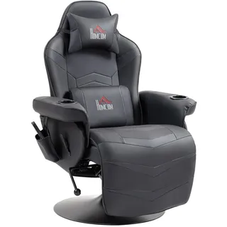 Homcom Massagesessel mit Liegefunktion Leder 82,5 x 111,5 x 79,5 cm Schwarz elektrisch