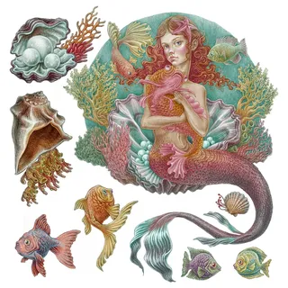WANDAUFKLEBER 60x60cm - Meerjungfrauen-Zeichentrickwelt