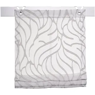 Kutti Raffrollo Skyline, mit Hakenaufhängung, ohne Bohren, freihängend, halbtransparent, Polyester grau|weiß 100 cm x 130 cm