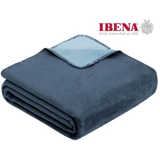 Wohndecke IBENA "Wohndecke Doubleface Dublin", blau (dunkelblau, petrol), B:150cm L:200cm, Baumwolle, Polyacryl, Polyester, Wohndecken, Wohndecke, in trendigen Farben