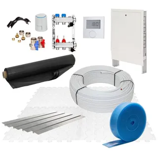 thermova 20 m2 Set Trockenestrichsystem 25 mm Alu-Verbundrohr 2 Heizkreise LCD Regler 230 V + Zubehör