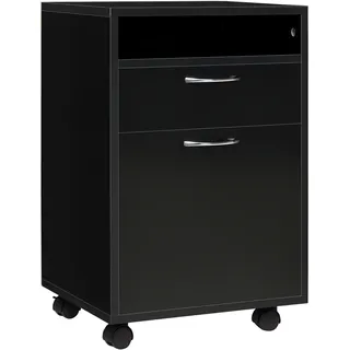 Rollcontainer Schubladencontainer Container, 1 Fach, 1 Regal, 1 Schublade, 40 Cm X 3 Cm X 60 Cm, Schwarz