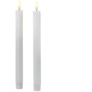 MARELIDA LED Stabkerzen Tafelkerzen Spitzkerzen rustikal 25cm weiß 2St