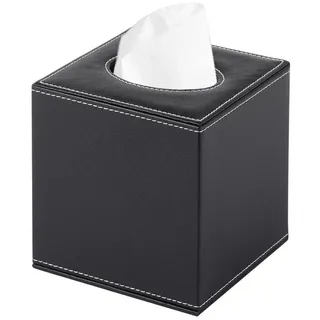 LuxusKollektion Papiertuchbox Kosmetiktücherbox PU Leder quadratisch schwarz