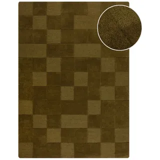 Flair Rugs Checkerboard Wollteppich 120 x 170 cm Grün