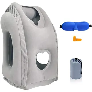 SmartDer Aufblasbares Reisekissen Flugzeugkissen mit patentiertem Ventildesign Reisezubehör mit Nacken- und Kopfstütze, Reisekissen für Langstreckenflüge, Autos, Busse, Züge, Büroschlaf