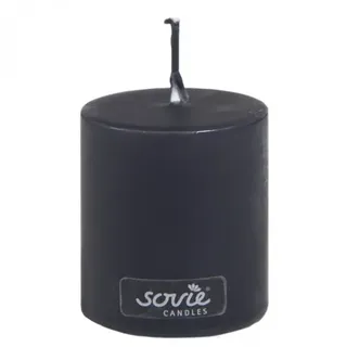 Sovie CANDLES Stumpenkerze in Schwarz Ø 50 mm x H 60 mm - 24 Stück - Brenndauer ca. 16 Std. - Flachkopf Kerze