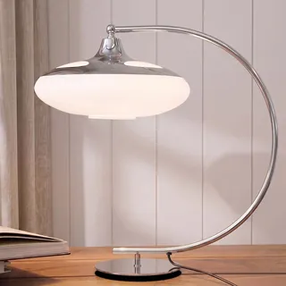 cagü Design Retro Art Deco Tischlampe LATERNA Weiß aus Glas 45cm Höhe