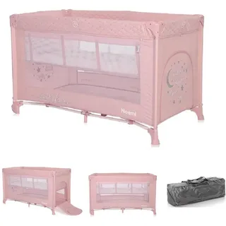 Lorelli Lorelli, Reisebett, Noemi 2 Ebenen seitliche Öffnung Matratze Räder Tragetasche pink