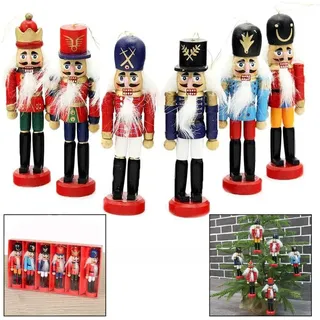 6 Stück Weihnachten Nussknacker Ornaments Set,Nussknacker Figur aus Holz