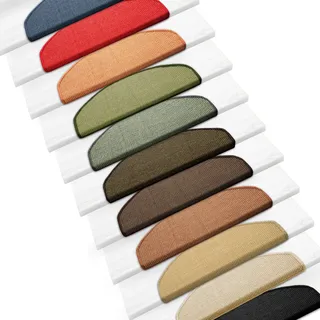 casa pura Sisal Stufenmatten im 1 Stück - 100% Naturfaser in 2 Größen - sicherer Halt auf Ihrer Treppe - halbrund 65x24 cm mit Lippe - blau