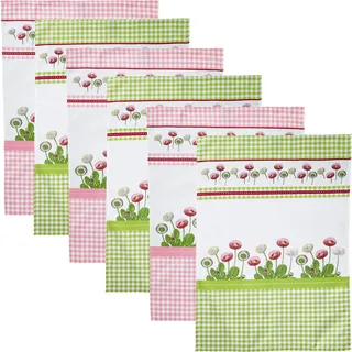 Erwin Müller Geschirrtuch Gänseblümchen Größe 50x70 cm, Küchentuch 6er-Pack Motiv Gänseblümchen - saugstark, strapazierfähig, mit Schlaufe zum Aufhängen